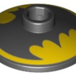 4740pb018 – Dish 2 x 2 Inverted (Radar) with Black Batman Logo on Yellow Background Pattern