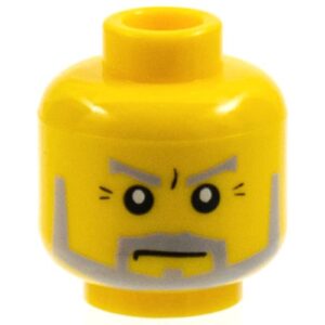 3626bpx304 – Minifigure, Head Beard Gray with Gray Eyebrows, Sideburns and Crow's Feet Wrinkles Pattern – Blocked Open Stud