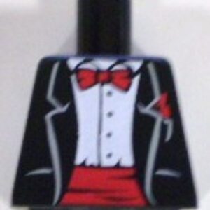 973pb0665 – Torso Jacket Formal with White Shirt and Red Bow Tie and Cummerbund Pattern