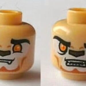 3626cpb0863 – Minifigure, Head Dual Sided Alien Chima Lion with Orange Eyes, Brown Nose, Teeth, Closed Mouth / Open Mouth Pattern (Lennox) – Hollow Stud