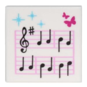 3068bpb0589 – Tile 2 x 2 with Groove with Music Notes and Butterflies Pattern