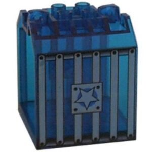 30639pb01 – Container, Box Open Ended 4 x 4 x 4 with 1 Locking Hinge Finger on Each End with Jail Bars and Star Pattern