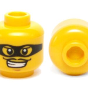 3626cpb0856 – Minifigure, Head Male Black Eye Mask Black with Eye Holes and Thin Moustache Pattern – Hollow Stud