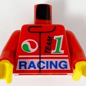 973px36c01 – Torso Jacket, Octan Logo, Black ‘TEAM’, Green Number 1, Blue ‘RACING’ Pattern / Red Arms / Yellow Hands