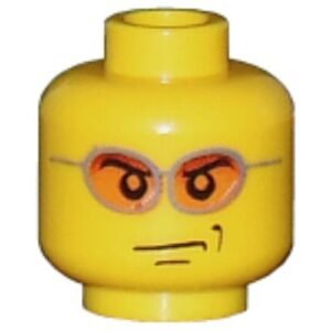 3626bpb0212 – Minifigure, Head Glasses with Orange Sunglasses and Smirk Pattern – Blocked Open Stud