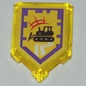 22385pb060 – Tile, Modified 2 x 3 Pentagonal with Nexo Power Shield Pattern – Bulldozer