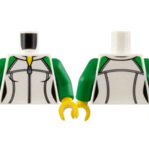 973pb2607c01 – Torso Female Sweatshirt with Silver Zipper and Green Shoulders, Yellow Neck Pattern / Green Arms / Yellow Hands