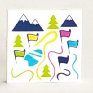 3068bpb1112 – Tile 2 x 2 with Groove with Map of Ski Resort with Flags, Trees and Mountains Pattern