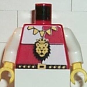 973p4ec01 – Torso Castle Royal Knights Lion Head and Necklace Pattern / White Arms / Yellow Hands