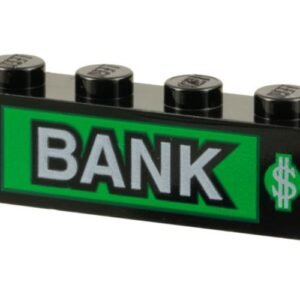 3010pb016 – Brick 1 x 4 with Bank and Dollar Signs Pattern