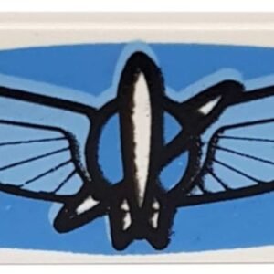 3069bpb0113 – Tile 1 x 2 with Groove with Planet with Wings and Rocket Pattern