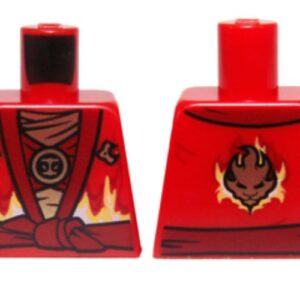 973pb1575 – Torso Ninjago Robe with Dark Red Sash and Fire Power Emblem Pattern