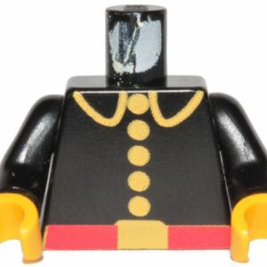 973p21c01 – Torso Fire Uniform with Red Belt and Yellow Lapels, Buttons, and Buckle Pattern / Black Arms / Yellow Hands