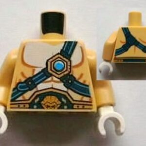 973pb1335c01 – Torso Bare Chest with Body Lines, Dark Blue and Gold Belt and Straps, and Dark Azure Round Jewel (Chi) Pattern / Tan Arms / White Hands