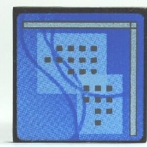 30258pb018 – Road Sign 2 x 2 Square with Clip with Curved Blue Lines and Small Black Squares Pattern (Computer Screen)