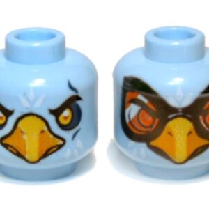 3626cpb0831 – Minifigure, Head Dual Sided Alien Chima Eagle with Beak, Yellow Eyes / Orange Goggles Pattern – Hollow Stud