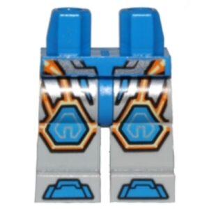 970c86pb26 – Hips and Light Bluish Gray Legs with Blue Armor and Orange and Yellow Circuitry, Blue Hexagonal Knee Pads and Blue Boots Pattern