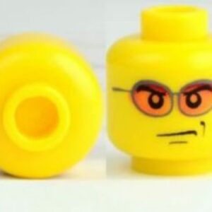3626cpb0212 – Minifigure, Head Glasses with Orange Sunglasses and Smirk Pattern – Hollow Stud