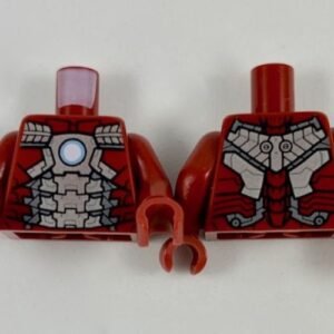 973pb3485c01 – Torso Armor with Metallic Light Blue and White Circle Arc Reactor, Silver Panels, Dark Silver Trim Pattern (Iron Man Mark 5) / Dark Red Arms / Dark Red Hands