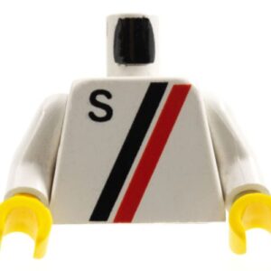 973p14c01 – Torso Town with Letter S and Black and Red Stripes Pattern / White Arms / Yellow Hands