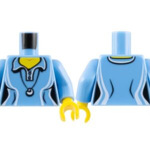 973pb0984c01 – Torso Female Shirt with Two Buttons and Shell Pendant Pattern / Medium Blue Arms / Yellow Hands