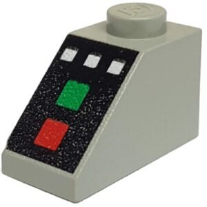 3040px1 – Slope 45 2 x 1 with 3 White Buttons, Red and Green Lamps Pattern