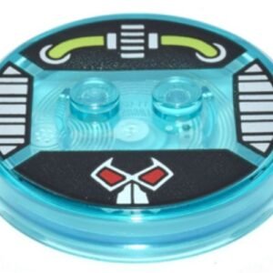 18605c01pb22 – Dimensions Toy Tag 4 x 4 x 2/3 with 2 Studs and Trans-Light Blue Bottom with Lime Tubes, Silver Machinery, and White Mask with Red Eyes on Black Background Pattern (Bane)