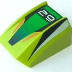 30602pb003 – Slope, Curved 2 x 2 Lip with '29', Green/Black Stripes Pattern