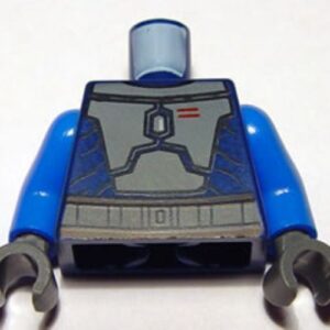 973pb0758c01 – Torso SW Mandalorian Armor Plates Dark Bluish Gray Pattern (Death Watch) / Blue Arms / Dark Bluish Gray Hands