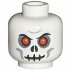 3626bpb0269 – Minifigure, Head Skull Evil with Scowl, Black Print, Red Eyes Pattern (Fantasy Era) – Blocked Open Stud