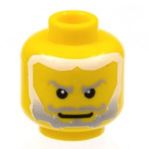 3626bpb0222 – Minifigure, Head Beard Gray Fading to White Hair, White Pupils Pattern (King Mathias) – Blocked Open Stud