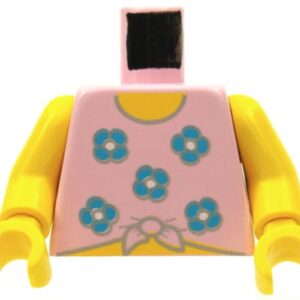 973pb0018c01 – Torso Shirt Tied at Bottom with Blue Flowers, Yellow Neck and Stomach Pattern / Yellow Arms / Yellow Hands