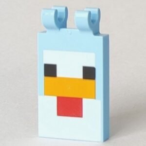 30350bpb061 – Tile, Modified 2 x 3 with 2 Clips with Minecraft Chicken Pattern