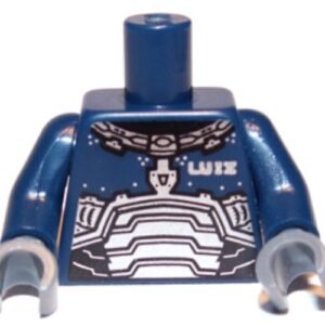 973pb1093c01 – Torso Space Armor with ‘LUIZ’ Pattern / Dark Blue Arms / Dark Bluish Gray Hands