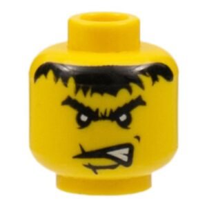 3626bpb0060 – Minifigure, Head Male Scar Across Lip, Angry Black Eyebrows and Messy Hair Pattern (Dracus) – Blocked Open Stud