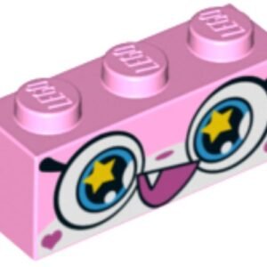 3622pb077 – Brick 1 x 3 with Cat Face Wide Eyes with Yellow Stars and Smiling Open Mouth with One Tooth Pattern (Rainbow Unikitty)