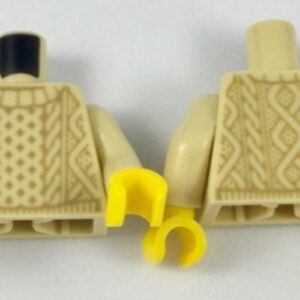 973pb2834c01 – Torso Knit Cable Sweater with Dark Tan Pattern / Tan Arms / Yellow Hands