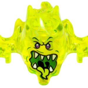 19861pb02 – Minifigure, Headgear Mask Ninjago Skreemer with Dark Purple Eyes and Mouth Open with White Pointed Teeth and Yellowish Green Tongue Pattern