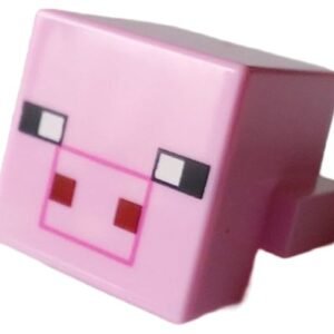 19727pb011 – Creature Head Pixelated with Black Eyes and Plain Snout with Dark Pink Outline and Dark Red Square Nostrils Pattern (Minecraft Pig)