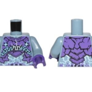 973pb2741c01 – Torso Dark Purple Rock Plates, White and Bright Light Blue Lightning Effect and Arcane Symbols Pattern / Sand Blue Arms / Dark Purple Hands