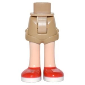 11202c00pb08 – Mini Doll Hips and Shorts with Light Nougat Legs and Red Shoes with White Soles and Laces Pattern – Thick Hinge