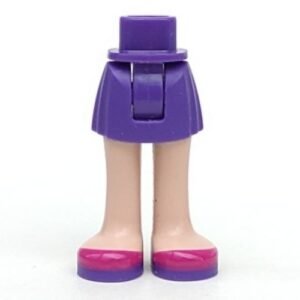 92252c00pb007 – Mini Doll Hips and Skirt, Light Nougat Legs and Dark Purple and Magenta Shoes Pattern – Thick Hinge