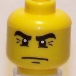 3626bpb0429 – Minifigure, Head Male Black Eyebrows with Crow’s Feet Wrinkles and White Pupils Pattern – Blocked Open Stud