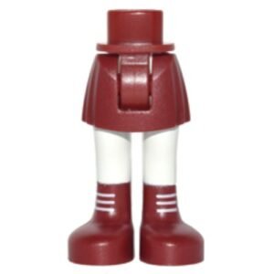92252c00pb010 – Mini Doll Hips and Skirt, White Legs and Dark Red Boots with White Laces Pattern – Thick Hinge