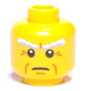 3626bpb0699 – Minifigure, Head Male White Bushy Eyebrows, Crow’s Feet and Cheek Lines Pattern – Blocked Open Stud