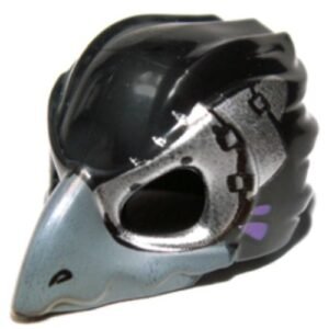 12550pb04 – Minifigure, Headgear Mask Bird (Raven) with Dark Bluish Gray Beak and Silver Eye Patch Pattern