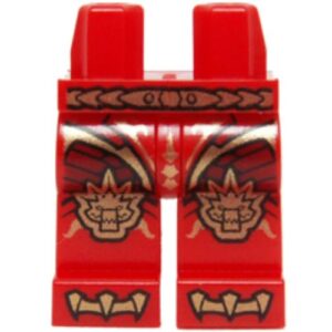 970c00pb0321 – Hips and Legs with Dark Red Armor with Scales and Gold Belt, Crocodile Knee Pads and Claws Pattern