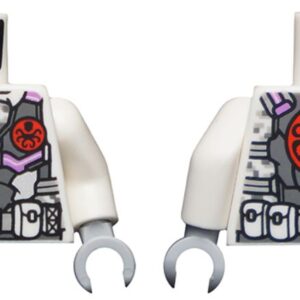 973pb4329c01 – Torso Camouflage With Dark Bluish Gray Jacket with Belt and Pockets and Red Hydra Logo Pattern / White Arms / Light Bluish Gray Hands