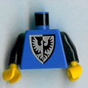 973pb0297c01 – Torso Castle Black Falcon with Shield Bottom Pointed Pattern / Black Arms / Yellow Hands