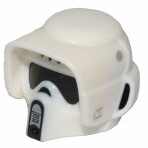 48156pb01 – Minifigure, Headgear Helmet SW Scout Trooper, Dual Molded, White with Black and Dark Bluish Gray Marks Pattern